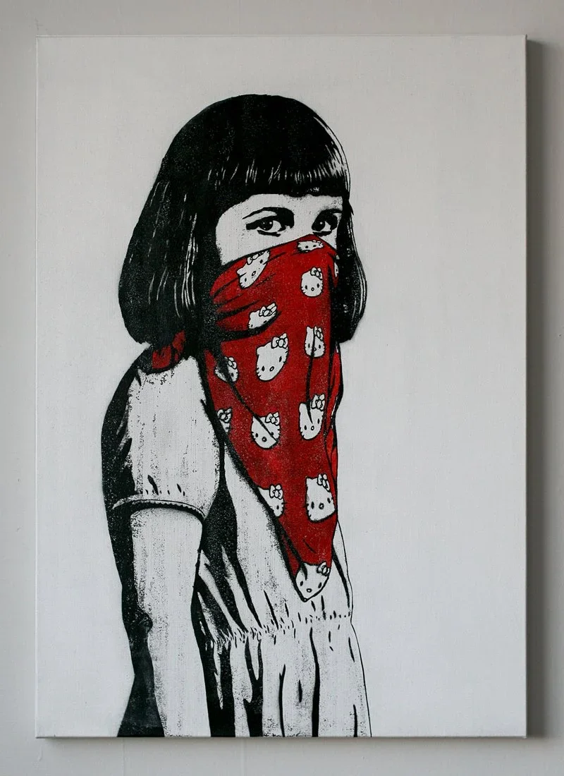 Dolk 'Kitty Riot' Canvas Red, Pink + Orange Available — Posters